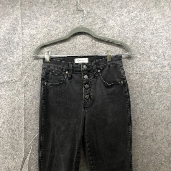 Madewell 10" High-Rise Skinny Jeans Women 26 BLK Raw Hem Button-Fly Cotton Blend - Picture 9 of 11